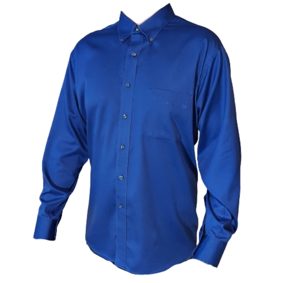 Izod Easy Care Blue Cotten Button Up Dress Shirt - Picture 2 of 8